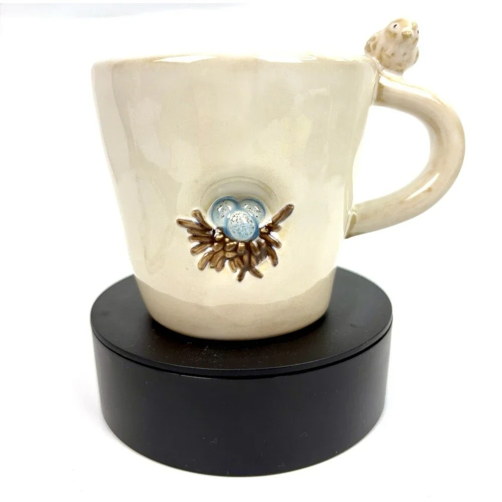 Pottery Barn Bird in Nest 12 oz. Mug Retired Pattern EUC